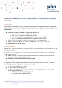 thumbnail of GP data analysis for Latrobe Health Advocate – 7 February 2020 snapshot